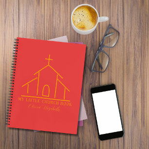 Mein kleines Kirchenbuch Korallenrot personalisier Notizblock