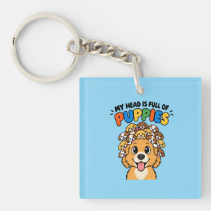 Mein Kopf ist voller Welpen Süße Hundekritzelei Lu Schlüsselanhänger