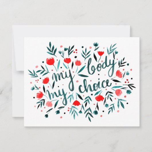 Mein Körper, meine Wahl für rote Aquarellblüte Karte (Vorderseite)