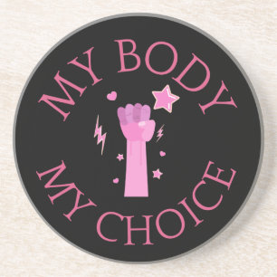 Mein Körper, meine Wahl Pinke Faust Feministin Getränkeuntersetzer