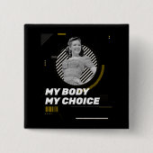 Mein Körper meine Wahl Retro Women's Rights Illust Button (Vorderseite)