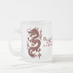„Mein Krafttier ist ein Crak-Drache“ Mahjong-Tasse Mattglastasse