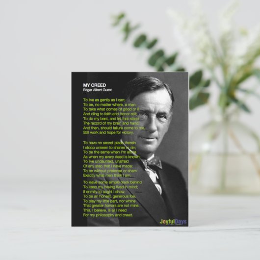 Mein Kredo Postkarte (Stehend Vorderseite)