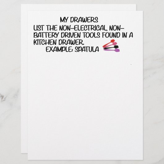 MEIN KÜCHEN-DRAWERKSPIEL BRIEFBOGEN