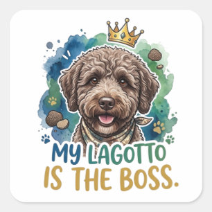 Mein Lagotto ist der Boss Lustiger Hunde-Spruch-Au Quadratischer Aufkleber
