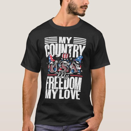 Mein Land meine Freiheit meine Liebe 4. Juli Ameri T-Shirt (Vorderseite)