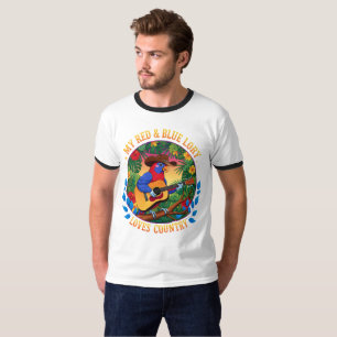 Mein Land mit roten und blauen Lory-Lieben T-Shirt