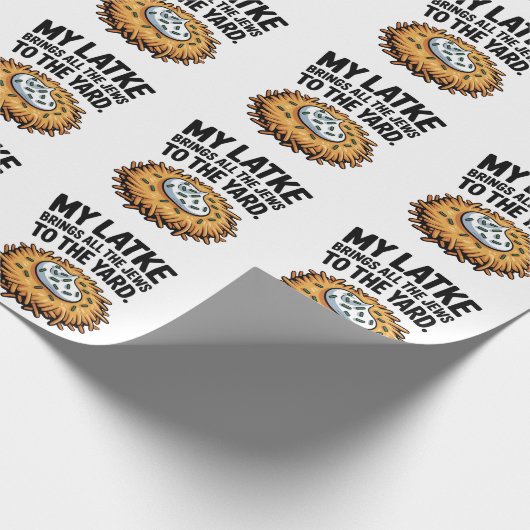 Mein Latke bringt alle Juden in den Yard Hanukkah Geschenkpapier (Ecke)