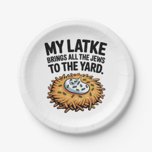 Mein Latke bringt alle Juden in den Yard Hanukkah Pappteller