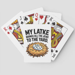 Mein Latke bringt alle Juden in den Yard Hanukkah Spielkarten