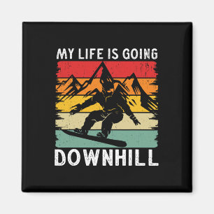 Mein Leben geht abwärts Snowboarder Snowboarden Magnet