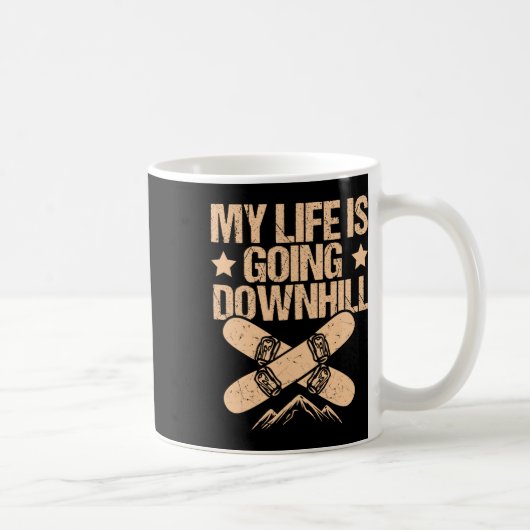 Mein Leben geht bergab - Snowboard Kaffeetasse (Rechts)