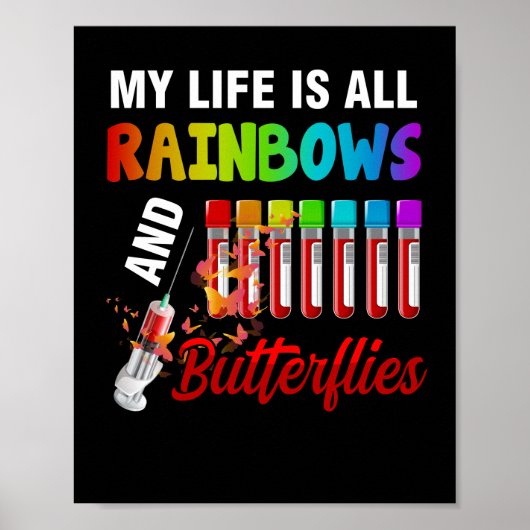 Mein Leben ist alles Regenbogen und Schmetterlinge Poster (Vorne)