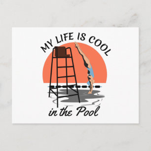 Mein Leben ist cool im Pool - Perfektes Schwimmdes Postkarte