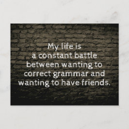 Mein Leben ist ein ständiger Schlachtwitz schwarz Postkarte