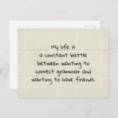 Mein Leben ist eine ständige Schlacht Witz Badezim Postkarte (Vorne/Hinten)