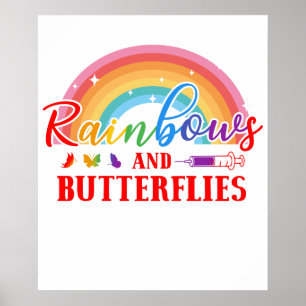 mein Leben ist voller Regenbogen und Schmetterling Poster