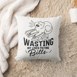 Mein Leben vergeuden witziges Katzen-Design Kissen