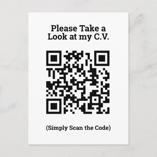 Mein Lebenslauf mit QR-Code auf einer Postkarte an (Vorderseite)