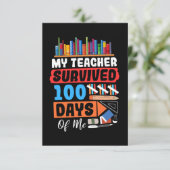 Mein Lehrer überlebte 100 Tage von mir Dankeskarte (Stehend Vorderseite)