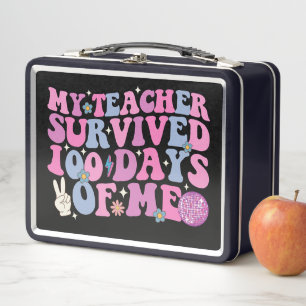 Mein Lehrer überlebte 100 Tage von mir Disco Groov Metall Brotdose