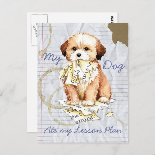 Mein Lhasa Apso Ate my Lesson Plan Postkarte (Vorne/Hinten)