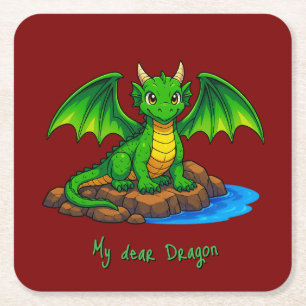 Mein lieber Drache Rechteckiger Pappuntersetzer