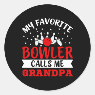 Mein Liebling Bowler nennt mich Grandpa Funny Bowl Runder Aufkleber