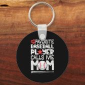 Mein Lieblings-Baseball-Player ruft mich Mama T Sh Schlüsselanhänger (Vorderseite)