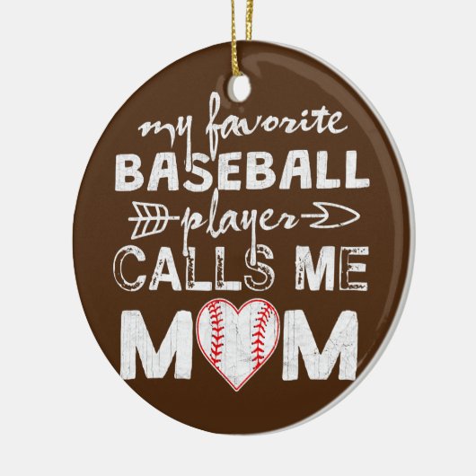 Mein Lieblings-Baseball-Spieler nennt mich Mama Mo Keramik Ornament (Links)
