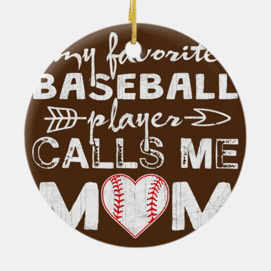 Mein Lieblings-Baseball-Spieler nennt mich Mama Mo Keramik Ornament (Hinten)