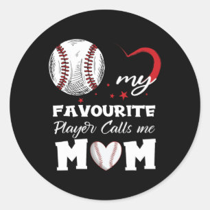 Mein Lieblings-Baseball-Spieler nennt mich Mama Mo Runder Aufkleber