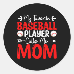 Mein Lieblings-Baseball-Spieler nennt mich Mama Mü Runder Aufkleber