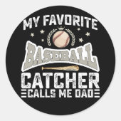 Mein Lieblings-Baseballfänger nennt mich Vater Vat Runder Aufkleber (Vorderseite)
