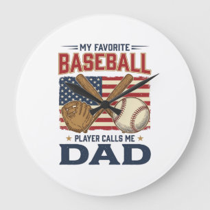 Mein Lieblings-Baseballspieler nennt mich Dad Vint Große Wanduhr