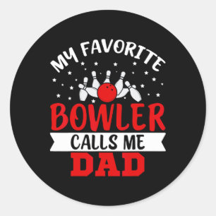 Mein Lieblings-Bowler nennt mich Vater Funny Bowli Runder Aufkleber