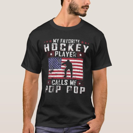 Mein Lieblings-Hockey-Spieler nennt mich Pop Pop V T-Shirt (Vorderseite)