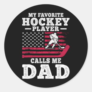 Mein Lieblings-Hockeyspieler nennt mich Dad USA-Fl Runder Aufkleber