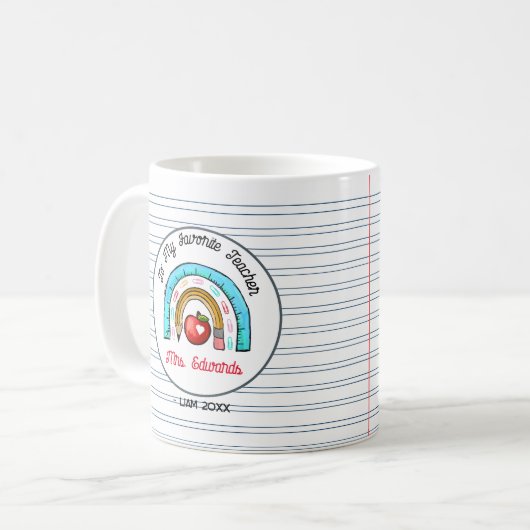 Mein Lieblings-Lehrer Rainbow-Notebook-Name Kaffeetasse (Vorderseite Links)