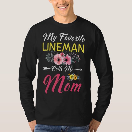 Mein Lieblings-Lineman nennt mich Mama-Blume Famil T-Shirt (Vorderseite)