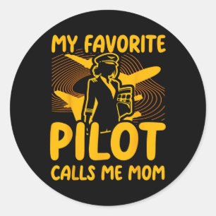 Mein Lieblings-Pilot nennt mich Mom lustige Frau P Runder Aufkleber