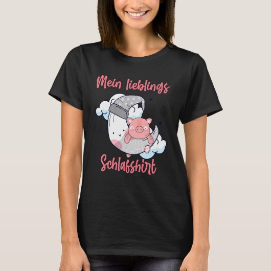 Mein Lieblings-Schlaf-Teacup Pig Mini Pig Moon T-Shirt (Vorderseite)
