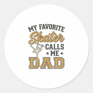 Mein Lieblings-Skater nennt mich Dad Vintage-Shirt Runder Aufkleber