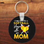 Mein Lieblings-Softball-Player nennt mich Mama Schlüsselanhänger (Vorderseite)