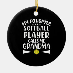 Mein Lieblings-Softballspieler nennt mich Oma Keramik Ornament