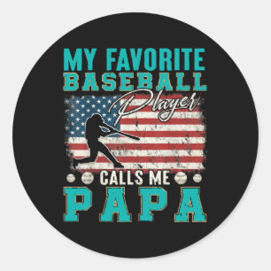 Mein Lieblingsbaseballspieler nennt mich Papa Runder Aufkleber