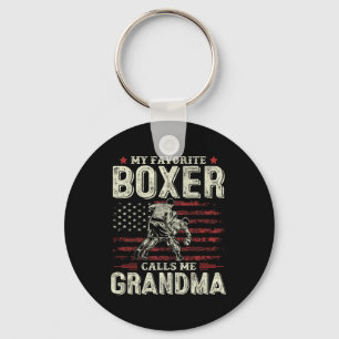 Mein Lieblingsboxer nennt mich Oma Us Flag Boxer Schlüsselanhänger