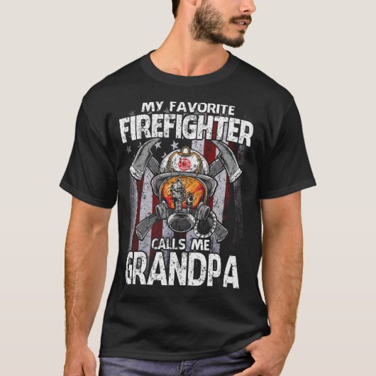 Mein Lieblingsfeuerwehrmann nennt mich GRANDPA USA T-Shirt (Vorderseite)