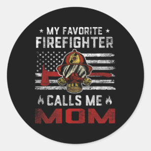 Mein Lieblingsfeuerwehrmann nennt mich Mama Usa Fl Runder Aufkleber