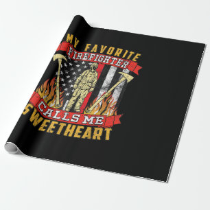 Mein Lieblingsfeuerwehrmann nennt mich Sweetheart Geschenkpapier